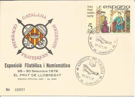 TARJETA FILATELICA 0036: Exposicio Filatelica i Numismatica. El Prat de Llobregat. Numero de serie: 00051