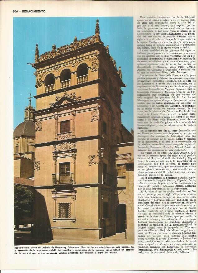LAMINA MONITOR 01092: Torre del Palacio de Monterrey, Salamanca