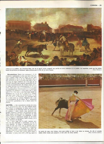 LAMINA MONITOR 01109: Toros en un pueblo, por Goya