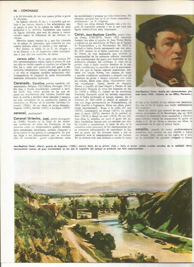 LAMINA MONITOR 01106: Autorretrato y Narni, puente de Augusto, por Corot