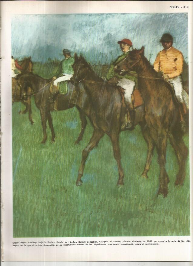 LAMINA MONITOR 01160: Jockeys bajo la lluvia, por Edgar Degas