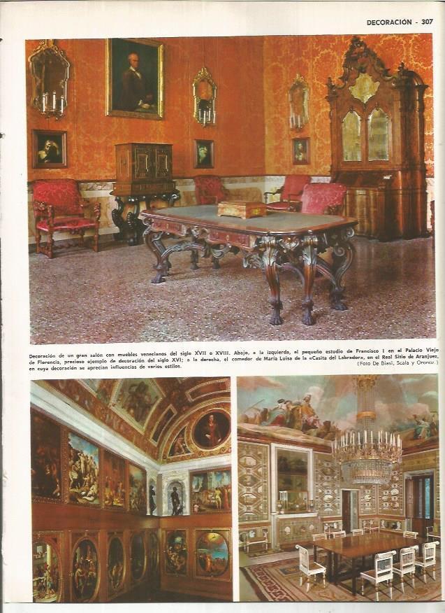 LAMINA MONITOR 01159: Estudio de Francisco I en Florencia y comedor de Maria Luisa en Aranjuez