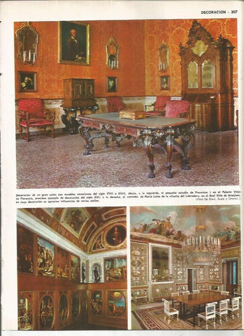 LAMINA MONITOR 01159: Estudio de Francisco I en Florencia y comedor de Maria Luisa en Aranjuez