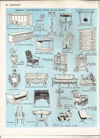 LAMINA MONITOR 01158: Muebles a traves de los siglos