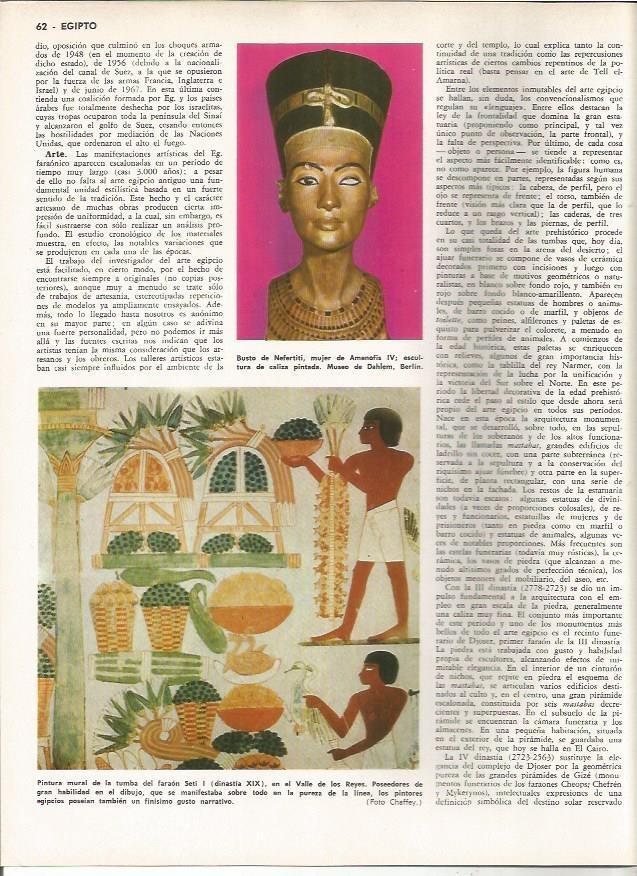 LAMINA MONITOR 0950: Busto de Nefertiti y pintura de la tumba de Seti I