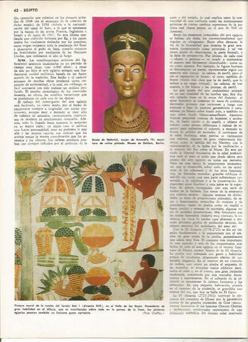 LAMINA MONITOR 0950: Busto de Nefertiti y pintura de la tumba de Seti I