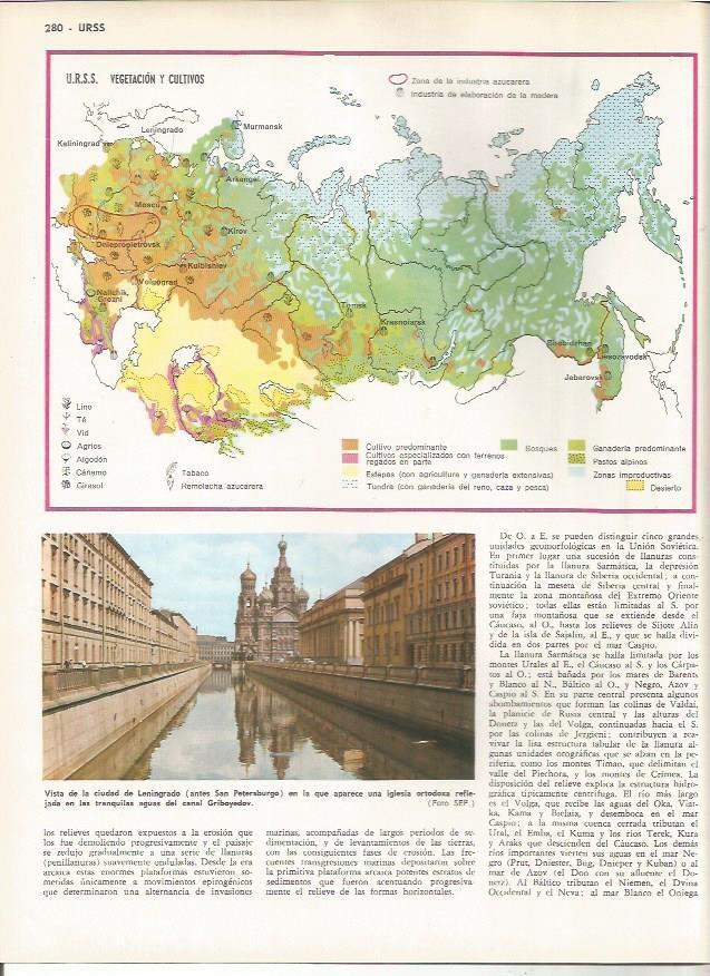 LAMINA MONITOR 0885: Mapa de vegetacion y cultivos de la URSS