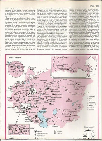 LAMINA MONITOR 0887: Mapa de industrias de la URSS