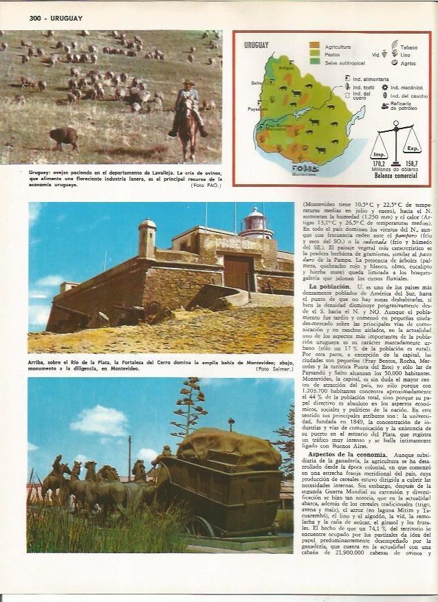 LAMINA MONITOR 0889: Vistas y mapa de Uruguay