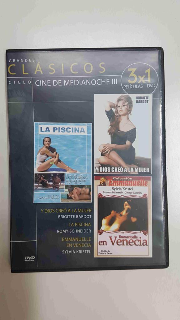 DVD: 3x1 peliculas - La Piscina, Y Dios creo a la mujer, Emmanuelle en Venecia. Coleccion Grandes Clasicos, Ciclo de Medianoche III