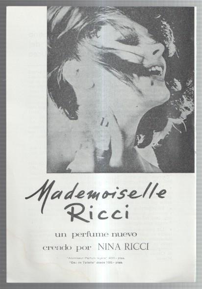 El Liceo: Lamina/pagina numerada 11: propaganda firma comercial perfume MADEMOISELLE RICCI