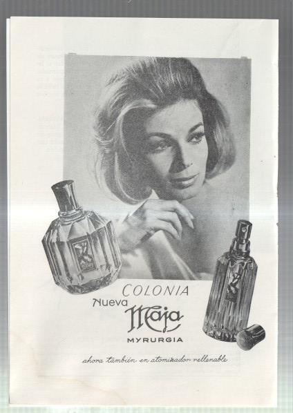 El Liceo: Lamina/pagina numerada 10: propaganda firma comercial COLONIA MYRURGIA NUEVA MAJA