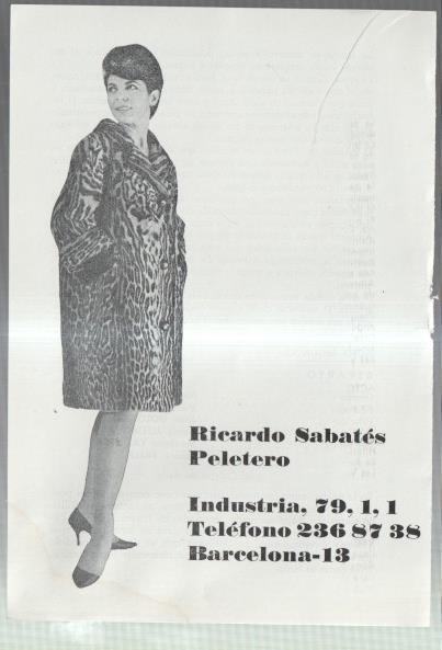 El Liceo: Lamina/pagina numerada 08: propaganda firma comercial PELETERO RICARDO SABATES