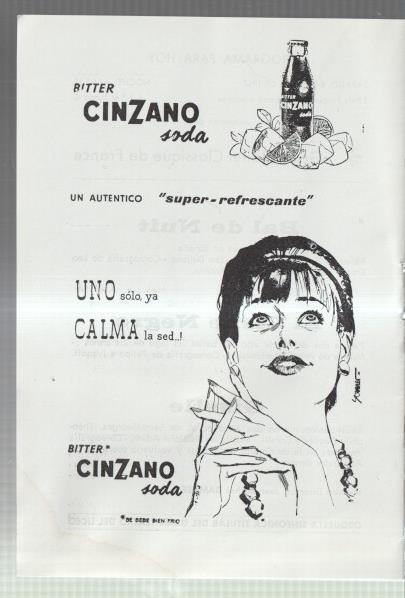 El Liceo: Lamina/pagina numerada 05: propaganda firma comercial CINZANO, bitter, soda