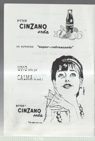 El Liceo: Lamina/pagina numerada 05: propaganda firma comercial CINZANO, bitter, soda