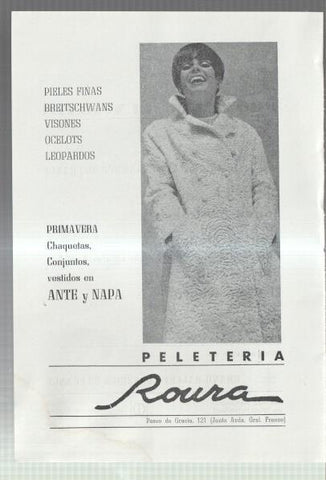 El Liceo: Lamina/pagina numerada 02: propaganda firma comercial Peleteria ROURA