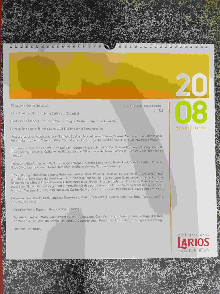 Calendario: Larios de la moda 2008 esta claro