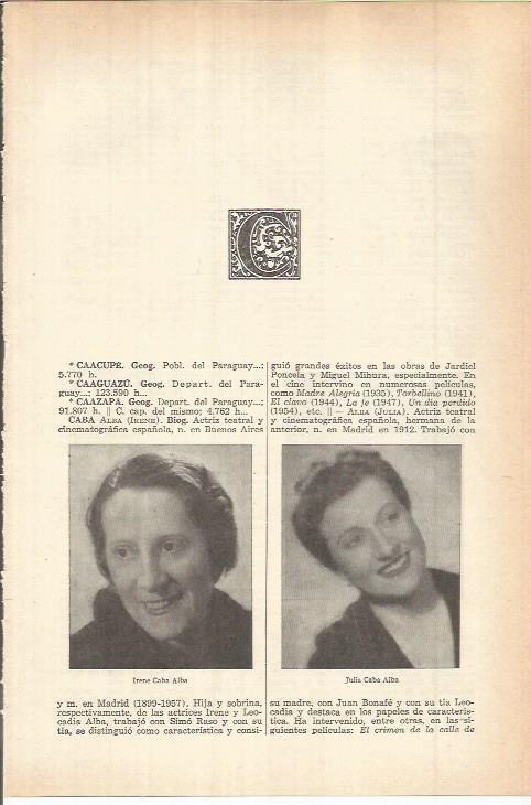 LAMINA ESPASA 38030: Irene Caba y Julia Caba