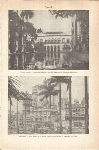 LAMINA ESPASA 38025:  Vistas de Rio de Janeiro y de Sao Paulo