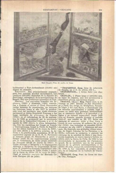 LAMINA ESPASA 38077: Vista del pueblo de Tossa, por Marc Chagall