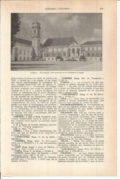 LAMINA ESPASA 38055: Universidad de Coimbra, Portugal