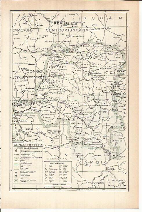 LAMINA ESPASA 38060: Mapa del Congo ex belga