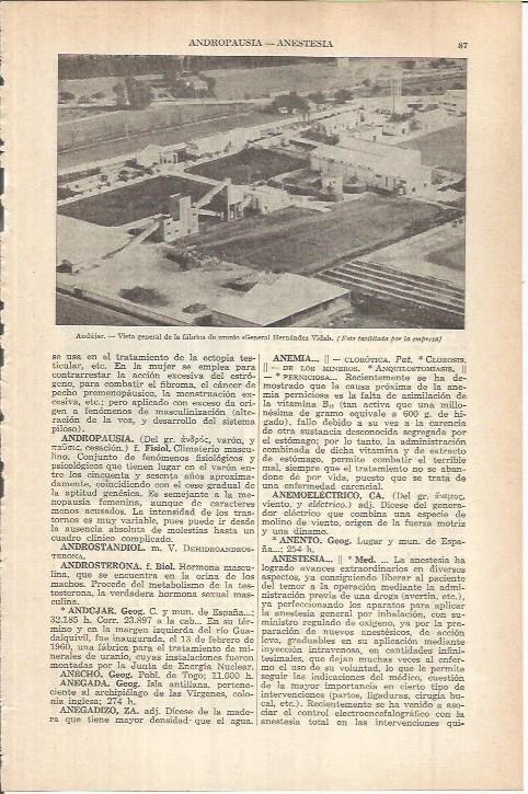 LAMINA ESPASA 37978: Fabrica de uranio General Hernandez Vidal en Andujar