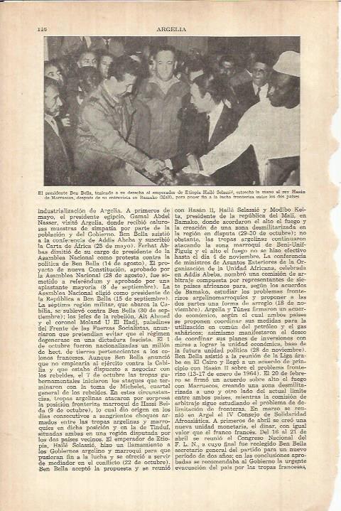 LAMINA ESPASA 37972: El presidente Ben Bella de Argelia con el emperador de Etiopia