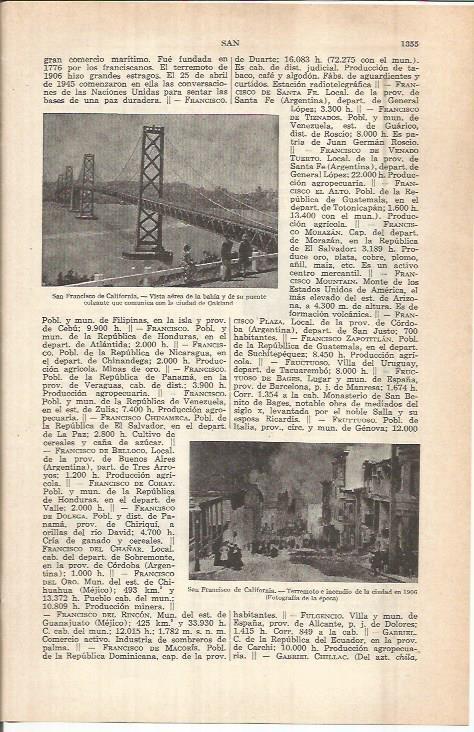LAMINA ESPASA 37955: Bahia y puente de San Francisco, Estados Unidos