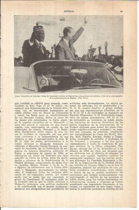 LAMINA ESPASA 37988: Jomo Kenyatta y Felipe de Inglaterra en Nairobi