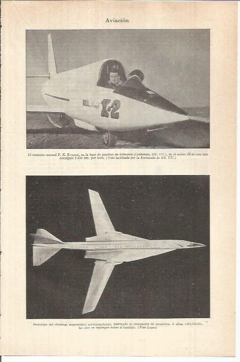 LAMINA ESPASA 37995: El teniente coronel F. K. Everest en el avion X-2