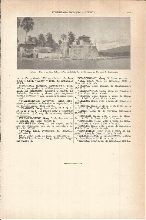 LAMINA ESPASA 38189: Fuerte de San Felipe en Izabal, Guatemala