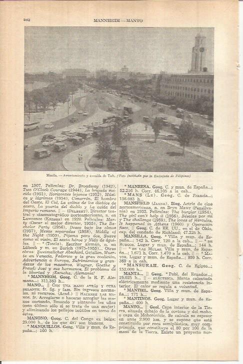 LAMINA ESPASA 38221: Ayuntamiento de Manila, Filipinas