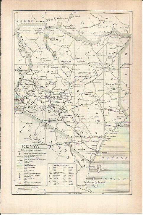 LAMINA ESPASA 38198: Mapa de Kenia