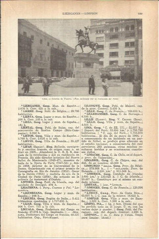 LAMINA ESPASA 38207: Estatua de Pizarro en Lima, Peru