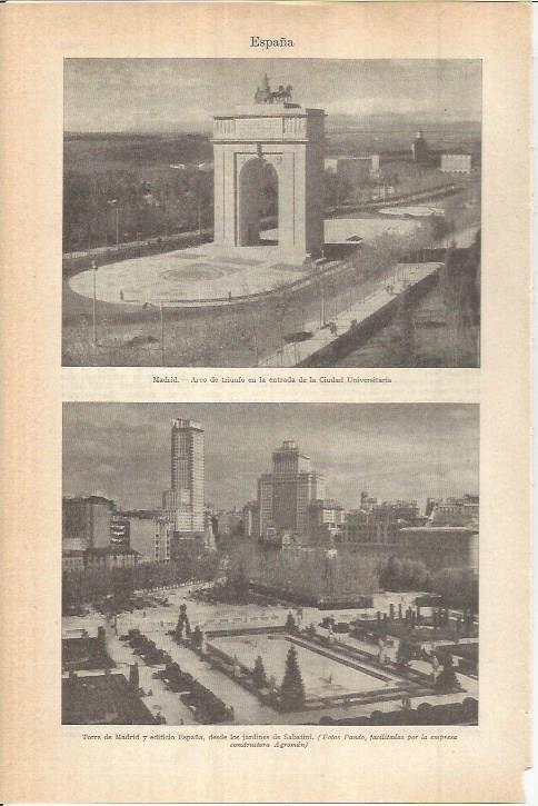 LAMINA ESPASA 38117: Arco de Triunfo y Torre de Madrid