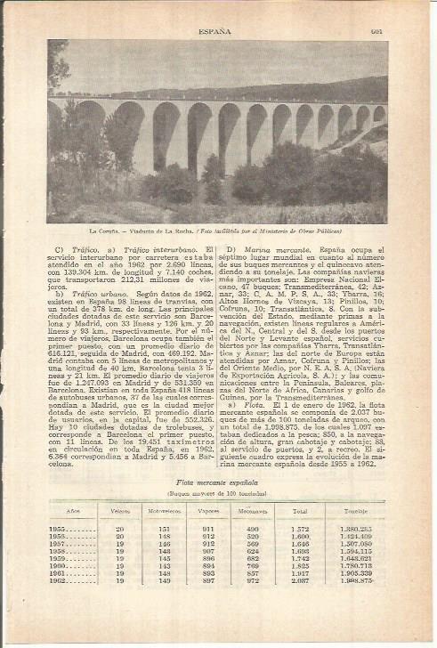 LAMINA ESPASA 38116: Viaducto de La Rocha en La Coruña