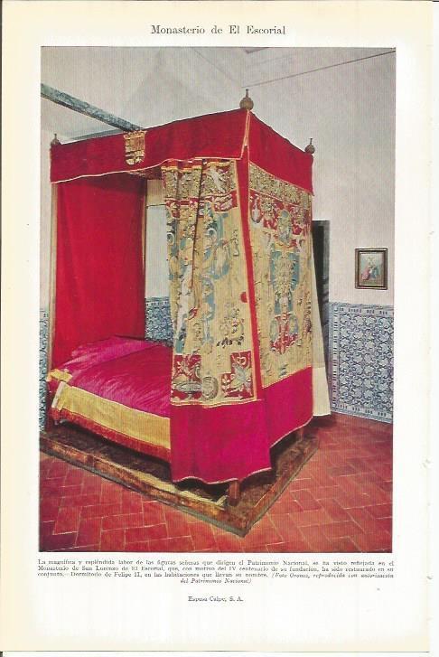 LAMINA ESPASA 38098: Dormitorio de Felipe II en El Escorial
