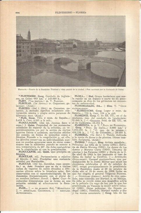 LAMINA ESPASA 38147: Puente de la Santisima Trinidad en Florencia, Italia