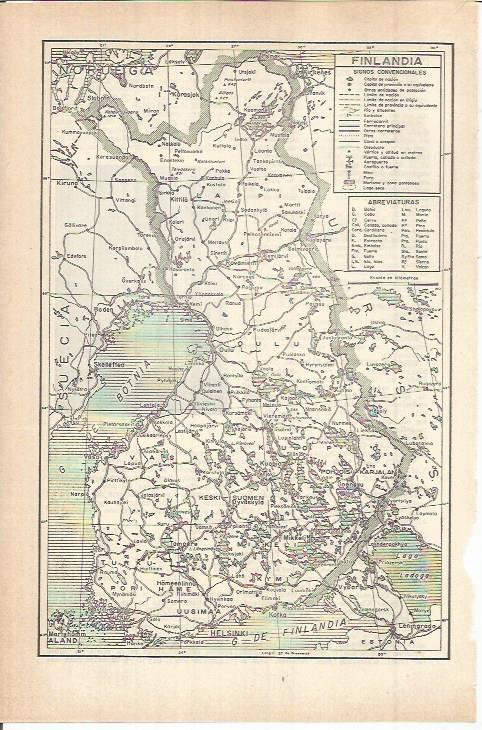 LAMINA ESPASA 38145: Mapa de Finlandia