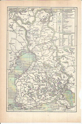 LAMINA ESPASA 38145: Mapa de Finlandia