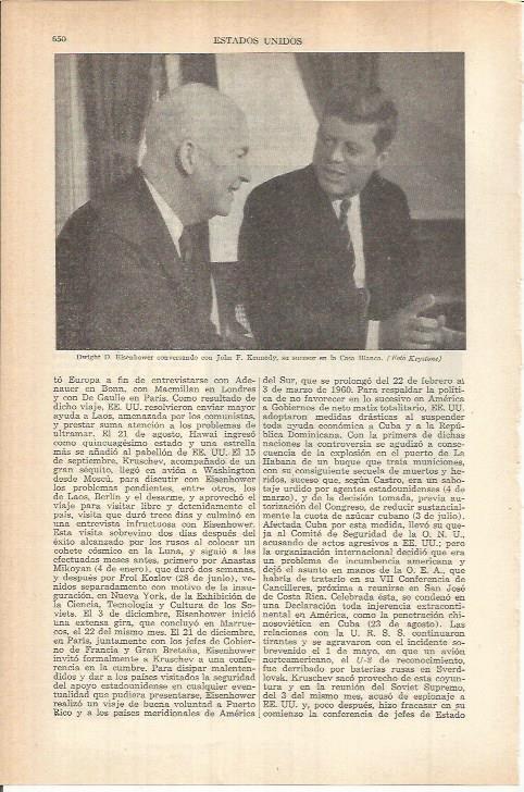 LAMINA ESPASA 38135: Dwight Eisenhower y J. F. Kennedy en la Casa Blanca