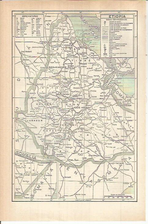 LAMINA ESPASA 38136: Mapa de Etiopia