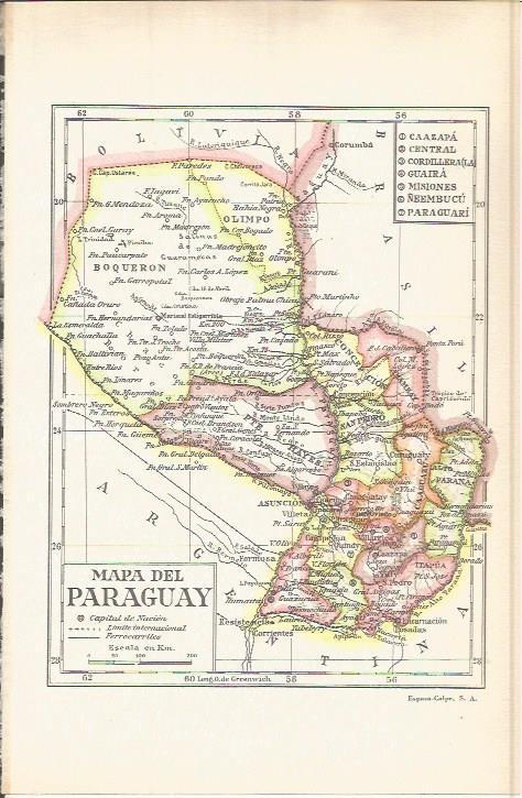 LAMINA ESPASA 37756: Mapa de Paraguay