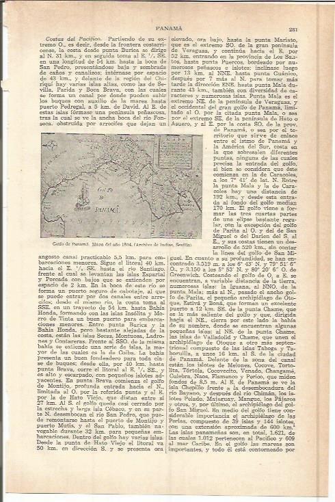 LAMINA ESPASA 37743: Mapa del Golfo de Panama