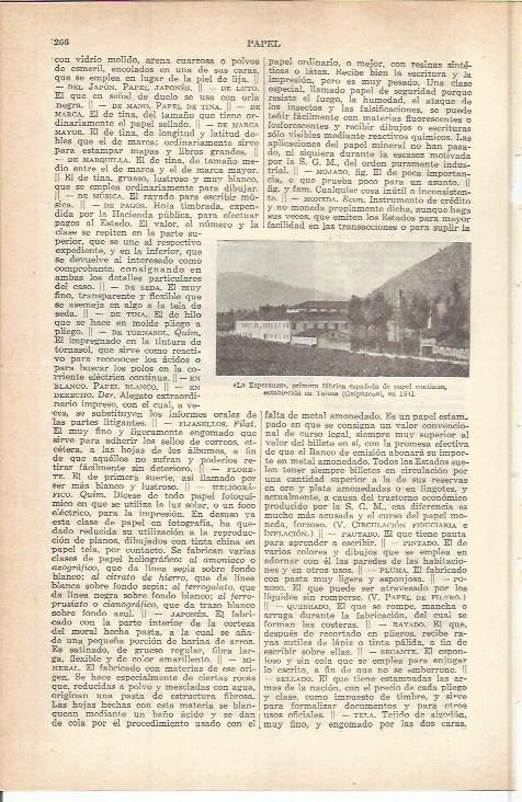 LAMINA ESPASA 37754: Fabrica de papel La Esperanza en Tolosa, Guipuzcoa