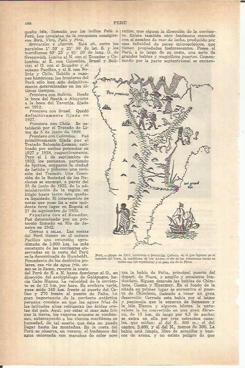 LAMINA ESPASA 37791: Mapa de Peru de 1544