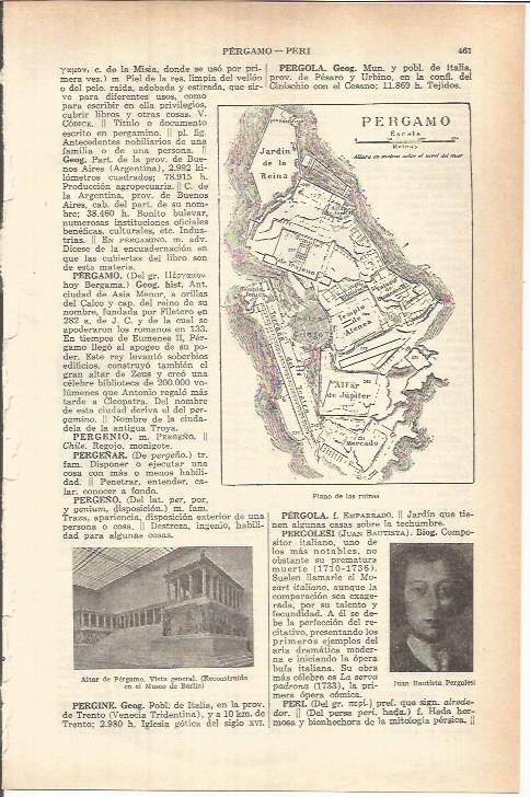 LAMINA ESPASA 37786: Plano de las ruinas de Pergamo