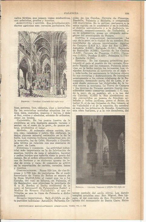 LAMINA ESPASA 37734: Interior de la catedral de Palencia