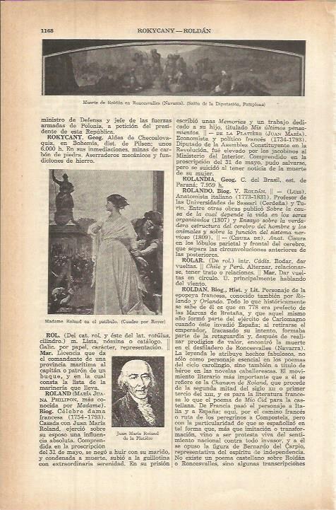 LAMINA ESPASA 37907: Madame Roland en el patibulo, por Royer